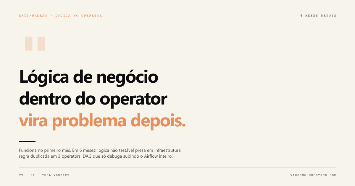 Lógica de negócio dentro do operador vira problema depois