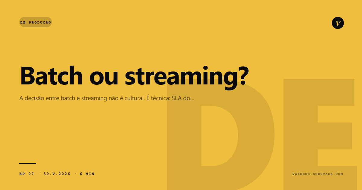SLA, não moda: quando batch, quando streaming, quando ambos