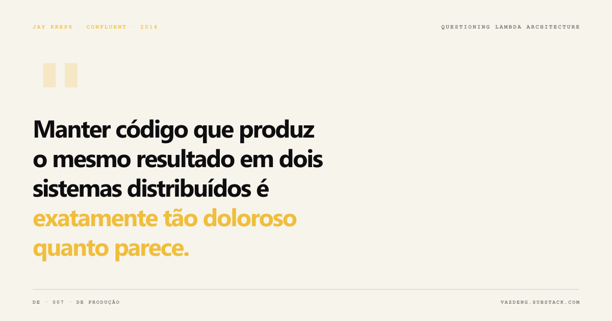 Quote Kreps sobre Lambda Architecture