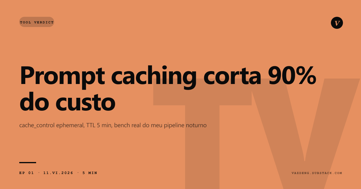 Prompt caching: o ajuste de 1 linha que corta 90% do custo de LLM em produção