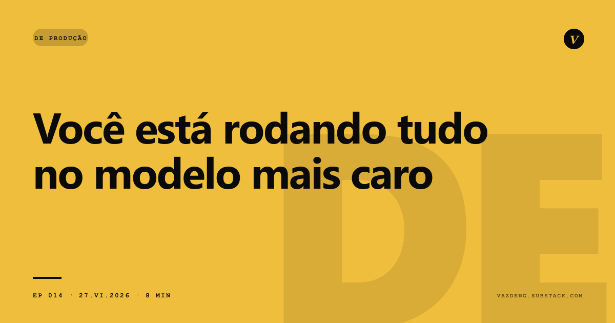 Você está rodando tudo no modelo mais caro: rotear por papel corta 60-70% da conta do agente
