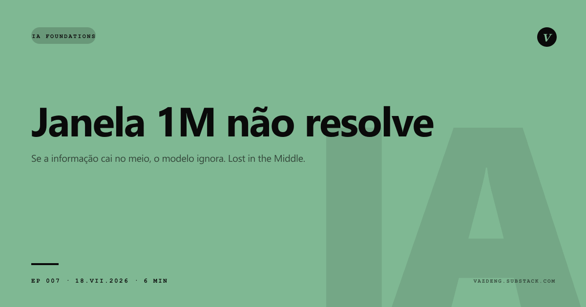 IA Foundations 07: janela de 1M tokens não resolve nada se a informação cai no meio